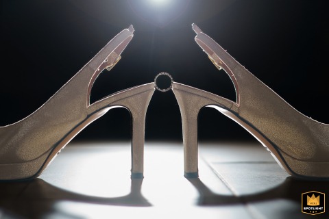Detail Of A Wedding Ring Elegantly Displayed Between Bridal Shoes At Villa Biloba In Dordogne The bride’s ring is elegantly displayed resting between her shoes at Villa Biloba in south Dordogne, drawing attention to symbolic details before the celebration begins.