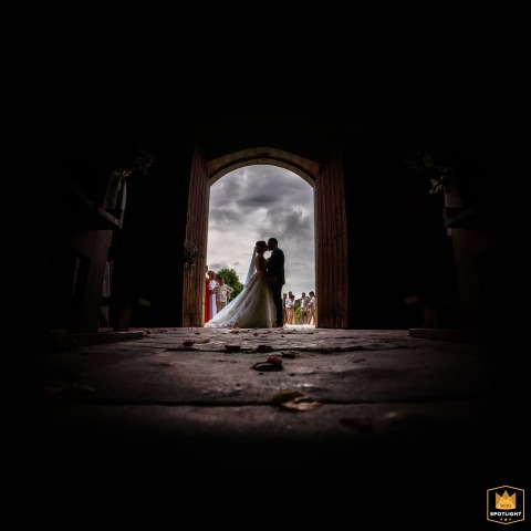 Newlyweds Share A Heartfelt Kiss Following Their Religious Ceremony At The Church In Coursac France Just after their religious ceremony at the church in Coursac, Dordogne, France, the couple shares a heartfelt kiss as newlyweds in front of their gathered loved ones.