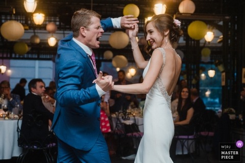 Sofia couple dancing with bokeh during their wedding