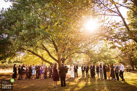 Photo from the Wedding Ceremony in New Jersey | Right after the ceremony on the family property barn everyone steps outside where people say a few words about the bride and groom 