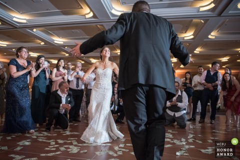 Wedding reception venue photo, Sacramento, CA - Newlyweds dancing. 