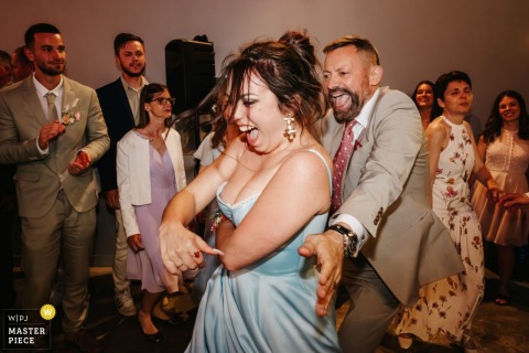 Bride’s Father and Sister Rock Out at Lively Domaine des Monts du Lyonnais Reception French bride's father and sister rock out at a reception in the Rhône's Domaine des Monts du Lyonnais.