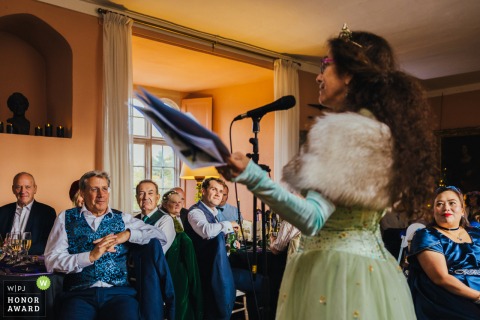 The Mother Of The Bride Delivers A Touching Speech At Holme Pierrepont Hall In Nottinghamshire England Holme Pierrepont Hall hosts a special moment as the mother of the bride delivers a touching speech dressed in a stunning green gown.