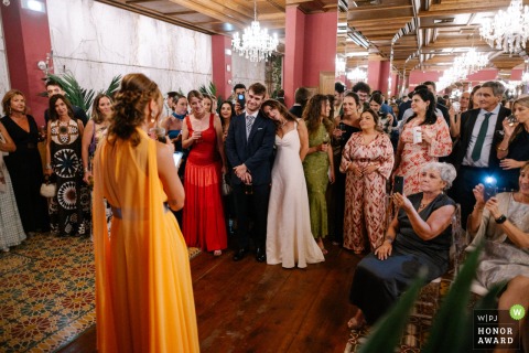 Torre de Mirahuerta wedding venue in Zaragoza, Spain, serves as the setting for a heartfelt speech by the maid of honor, honoring the couple in a scenic Spanish locale.