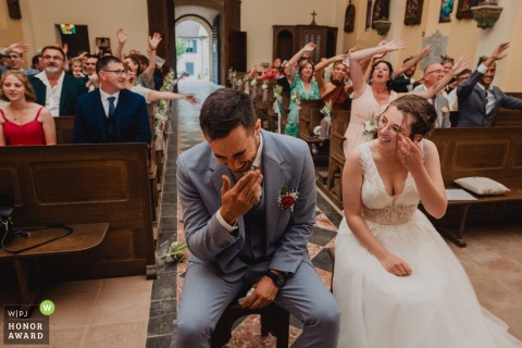 Guests Deeply Move The Groom By Singing Traditional Songs Inside A Historic Church In Meuse France Inside the church in Meuse, Grand Est, guests surprise the groom by singing Les Corons during the ceremony, moving him deeply due to his family's northern French heritage.