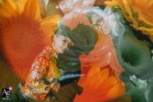 Double exposure of newlyweds exudes elegance at Green Ark, Miaoli, Taiwan, capturing their love.