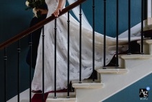 Bride Leaves Prep Scene in Poitiers, Vienne, Heading to Ceremony Bride departing from the prep location in Poitiers, Vienne, heading to the ceremony.