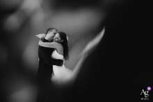Parma Sole — The bride and groom share a free, heartfelt embrace in a black-and-white portrait, creating an ethereal and dreamy wedding image filled with emotion.