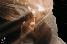 A Moulin de Lambouray’s Photograph Features Romantic Fabric Details Elegantly Framed In The French Countryside At Moulin de Lambouray, a photograph titled "Veil of Love" features romantic fabric details, elegantly framed in the peaceful French countryside setting.