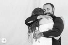 At Walker’s Overlook in Walkersville, Maryland, the couple tightly embraces each other after their first dance, radiating happiness and love on their wedding day.