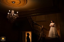 Creative couple's silhouette portrait at the Fort Garry Hotel wedding reception.