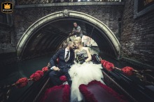 Surrounded by the timeless beauty of the Canal Grande in Venice, Italy, the couple shares a romantic embrace that captures the essence of being deeply in love in Venice.
