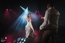 At Domaine La Chevalerie, a couple performs an incredible first dance. The award-winning photo highlights the photographer’s skill at documenting the vibrant energy and spectacle of a wedding celebration.