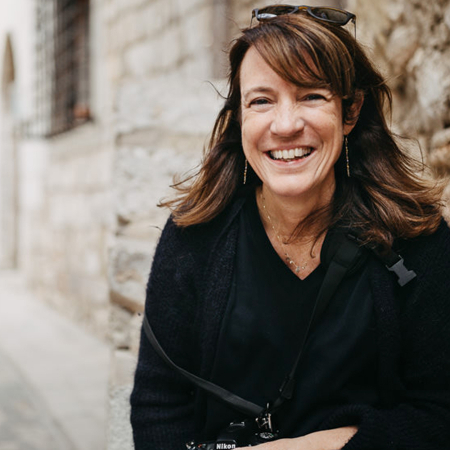 Lifestyle portrait of Pyrenees-Orientales wedding photographer Catherine Hudson, of Occitanie France Occitanie France wedding photographer Catherine Hudson