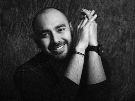 Black and white portrait of Christian Margain, San Antonio wedding photographer