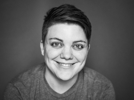 Black and white profile headshot of wedding photographer Esther Gibbons Montreal wedding and elopement photographer Esther Gibbons - Canada