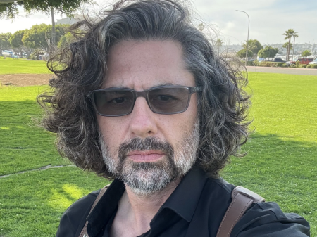 Portrait of Antoine Didienne, documentary photographer, in San Diego, California.