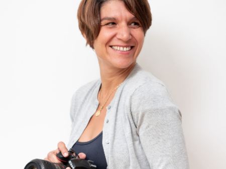 Studio portrait of Francesca Brecciaroli, a documentary wedding and family photographer based in London.