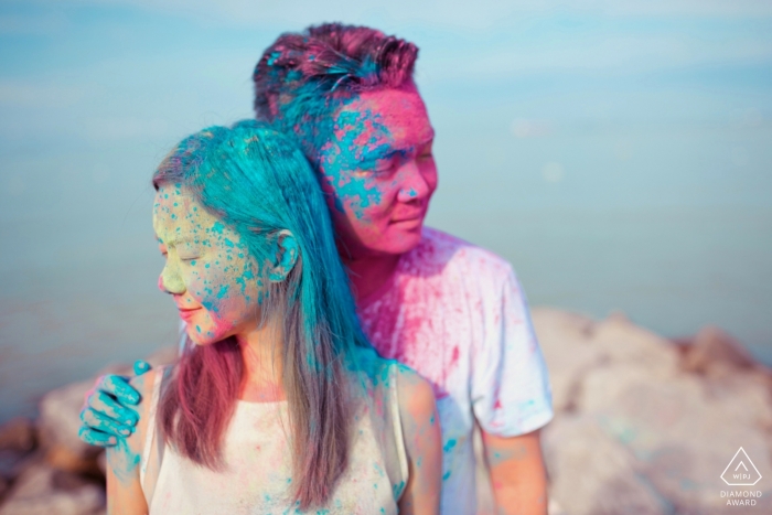 Photo by: <a href="https://www.wpja.com/photos/diamond-award-top-wedding-engagement-photographer/2169921">Chin Whei Tay - Malaysia Wedding Photographer</a> Malacca Engagement Photographer | Couple Portrait in Blue and Pink