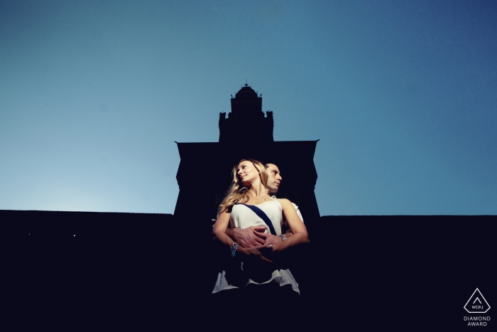 Photo by: <a href="https://www.wpja.com/photos/diamond-award-top-wedding-engagement-photographer/2239421">Massimiliano Beccati - Italy Wedding Photographer</a> Lombardi Malan pre-wedding engagement portrait that is symmetrical