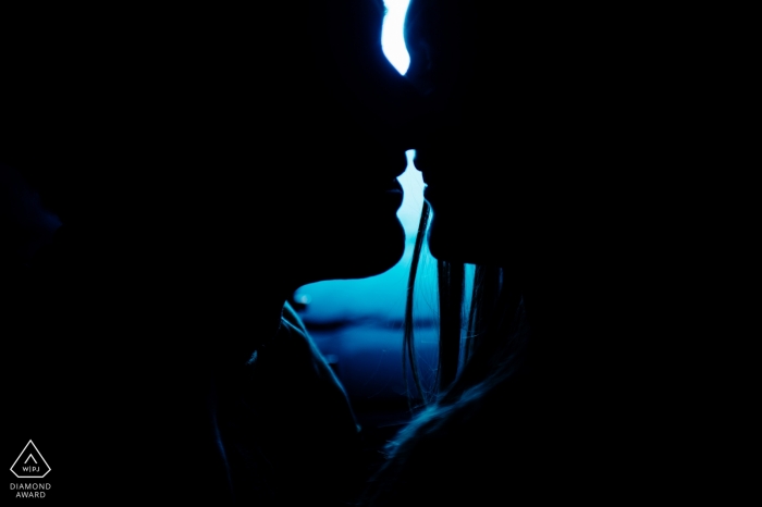 Photo by: <a href="https://www.wpja.com/photos/diamond-award-top-wedding-engagement-photographer/2297811">Elena Yaroslavtseva - Moscow Tight engagement pictures of a couple silhouetted | Moscow photographer pre-wedding photo shoot session