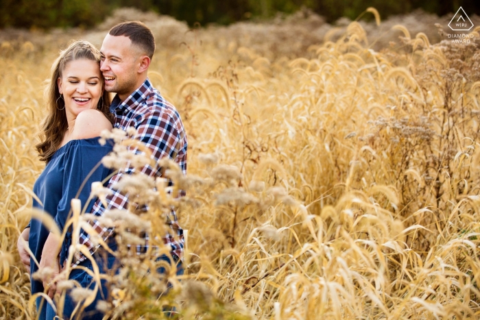 Crossed Keys Estate NJ Wedding Engagement Portrait of a Couple in tall grass