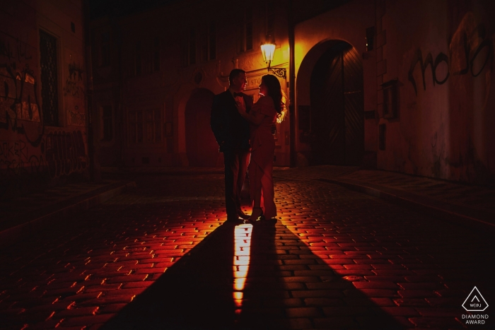 Red Hot Prague Engagement Couple Photos | Kurt Vinion Prague Photographer 