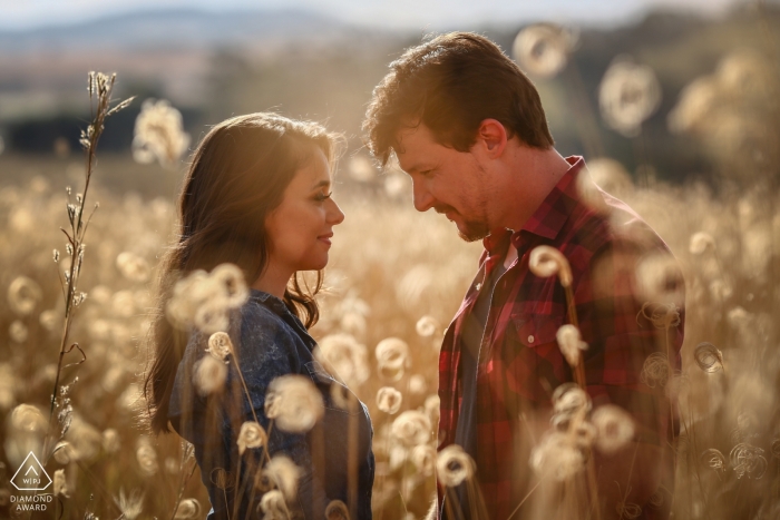 Goiás destino fotografía de boda | Imágenes de compromiso de Brasil en los campos soleados con una pareja.