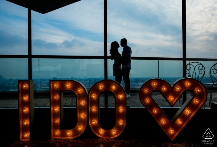 Netherlands pre-wedding engagement pictures of a couple with I DO sign  | Zuid Holland portrait shoot