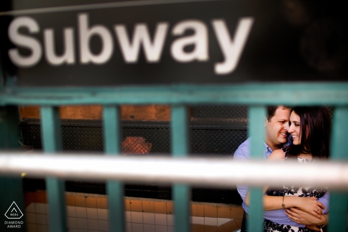 A Rhode Island subway engagement photo shoot session of a couple | New England photographer