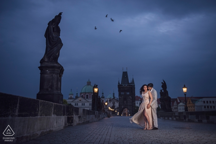 Outdoor dusk portrait session by London Engagement Photographer