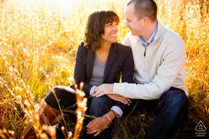 The Rhode Island couple in the amber light of the sun