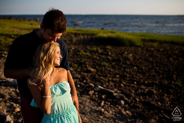 The Rhode Island couple is pictured under the sun's warmth