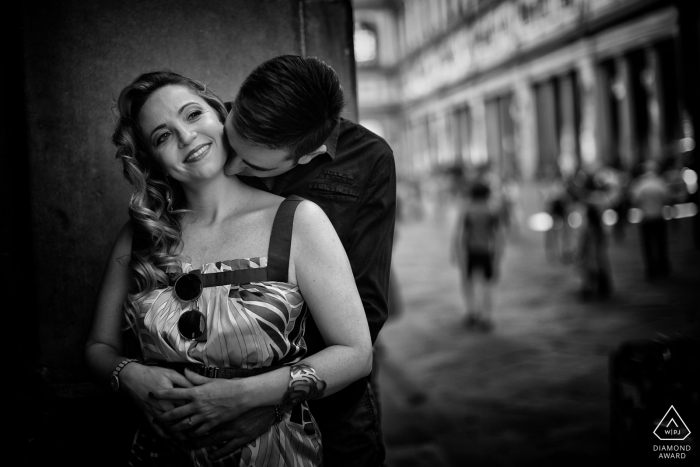 In BW, from La Spezia, a couple in a private corner of the city