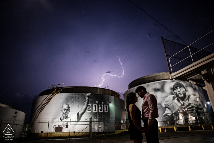 Photo by: <a href="https://www.wpja.com/photos/diamond-award-top-wedding-engagement-photographer/2419281">Kathleen Ricker - Linthicum Heights Maryland Baltimore, Maryland engagement portrait of a couple | Lightning Crashes