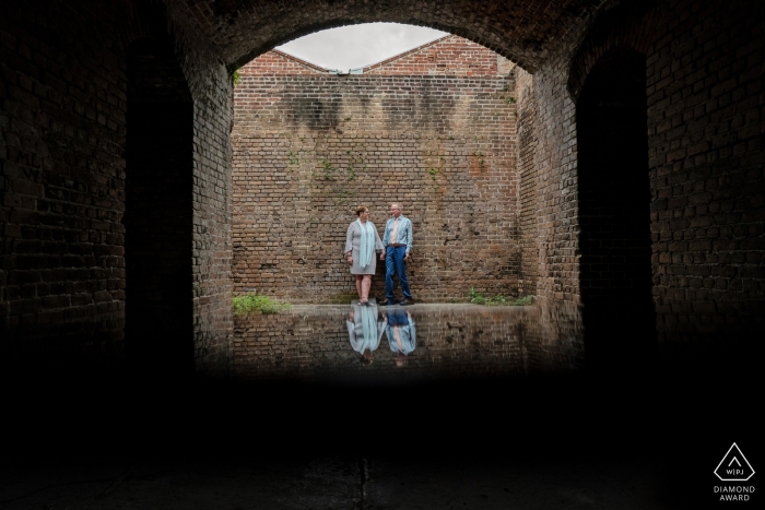 Photo by: <a href="https://www.wpja.com/photos/diamond-award-top-wedding-engagement-photographer/2418131">Julie Ambos - Key West Florida Florida Key West Fortress Reflections during engagement portraits