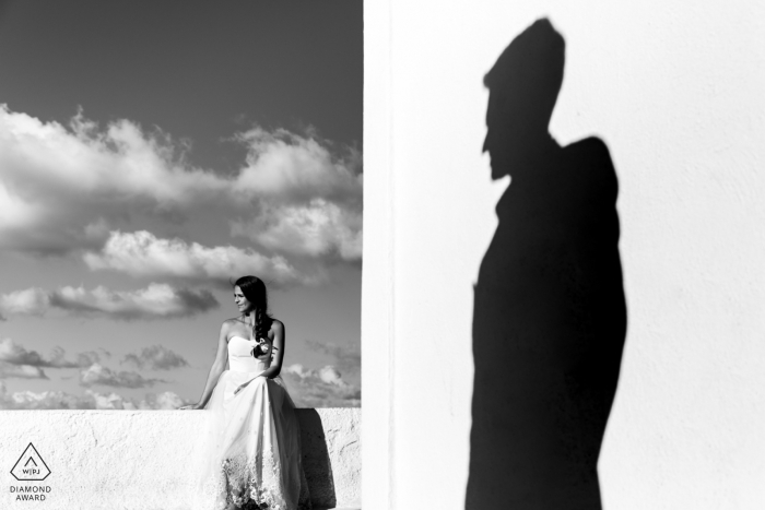 Pre Wedding Santorini Engagement Photo Session in Bright Sun