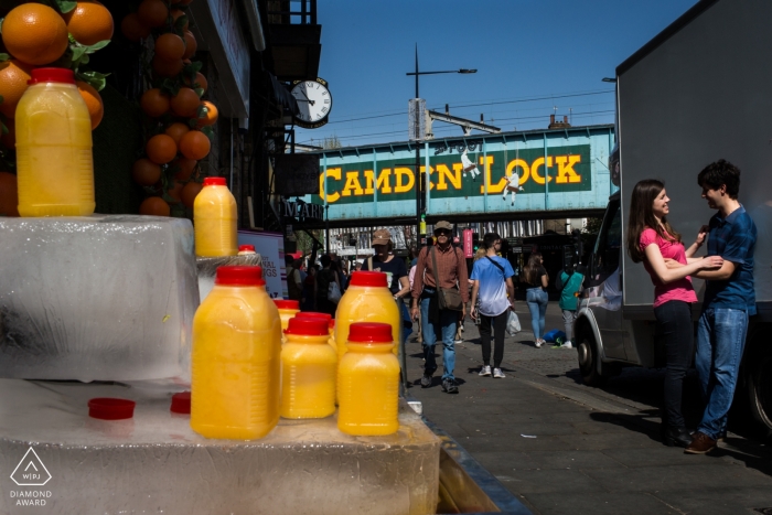 London (Vereinigtes Königreich) Fotograf vor der Hochzeit im Camden Lock