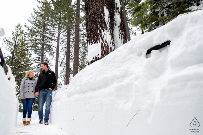 Photo by: <a href="https://www.wpja.com/photos/diamond-award-top-wedding-engagement-photographer/2420491">Kevin Sawyer - Lake Tahoe California Lake Tahoe Pre-Wedding Portraits - In the deep of the snow
