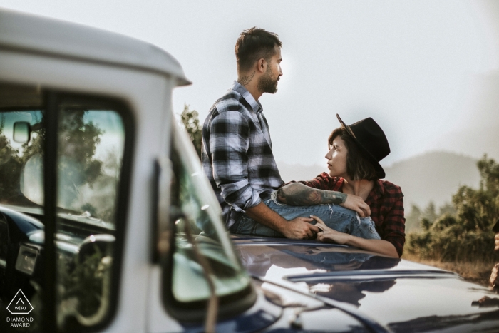 Couple on the dodge truck - Mersin Engagement Photo Shoot