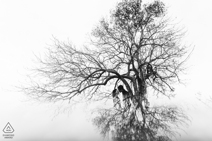 This Engagement photo was taken at Da Nang - Trees