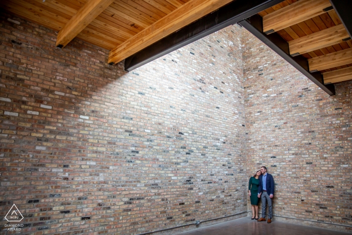 high wall portrait with couple - Illinois Engagement Photographer