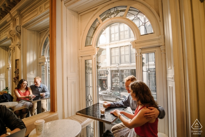 Tommy Cafe, Old Montreal - Engagement Portraits