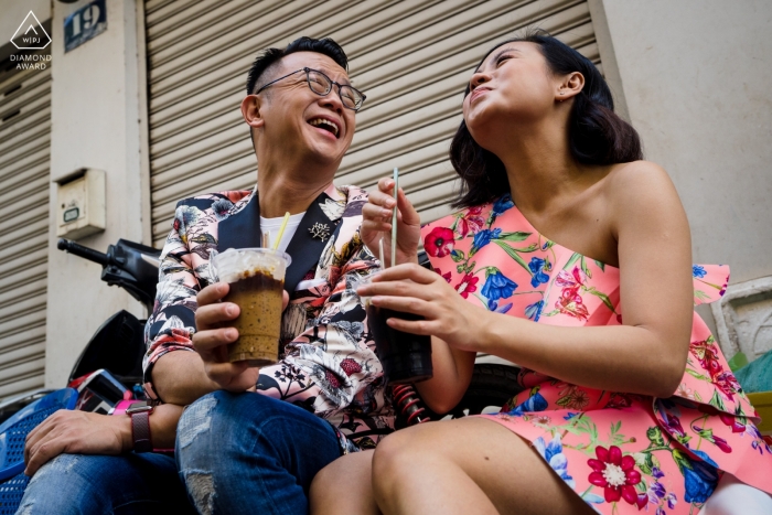 Vietnam Coffee time - retratos de fotografia de noivado