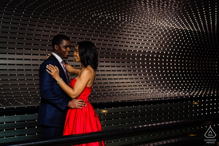 Engagement Session in a red dress at the National Portrait Gallery in DC 