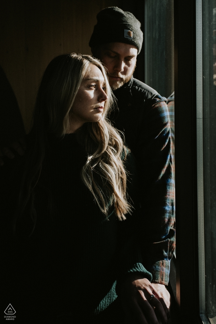 Cisco Grove, CA indoor engagement photo shoot - Starbucks can make interesting images 