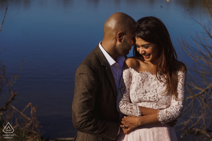 Pre Wedding shoot in London | calm waters behind this couple in love