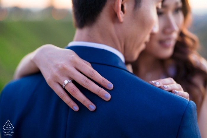 Bakersfield, CA pre-wedding portrait session: I said: "Yes!" | ring detail photography