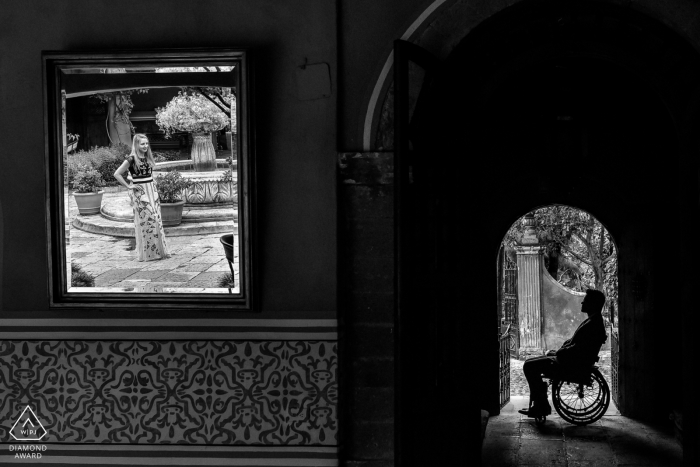 Villa Monica, San Miguel de Allende, Mexiko Vorhochzeitssitzung in Schwarzweiß