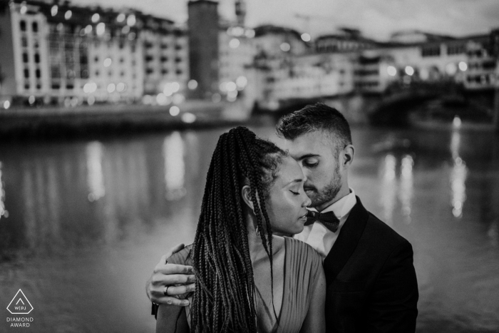 Photo by: <a href="https://www.wpja.com/photos/diamond-award-top-wedding-engagement-photographer/2462291">Federico Pannacci - Castelnuovo Berardenga Siena Florence Old Bridge Engagement Session in Tuscany above the water.
